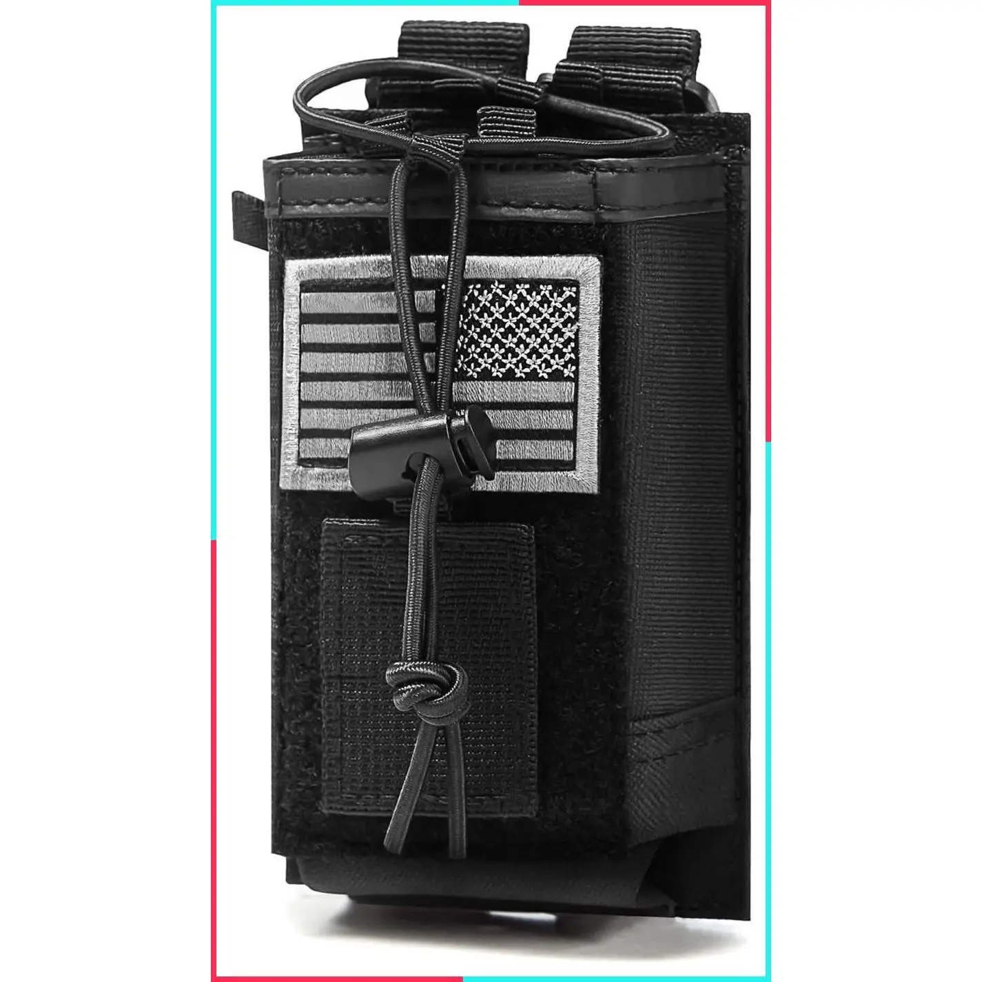 Tactical MOLLE Radio Holster Heavy Duty Military Pouch Case for Two-Way Radios Walkie Talkies Adjustable Storage with Patch