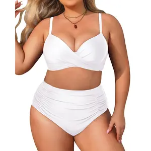 Aqua Eve Women Plus Size Underwire Bikini Two Piece Swimsuit High Waisted Tummy Control Bathing Suit  SwimWeek  summervibes