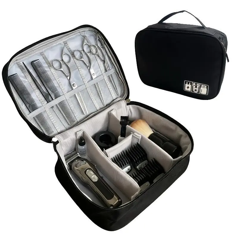 Professional Hairdressing Tool Storage Bag - Hairdresser's storage bag with zippered compartments, portable hairdressing tool organizer, suitable for scissors and hair care products - Ideal for use in hair salons and during travel