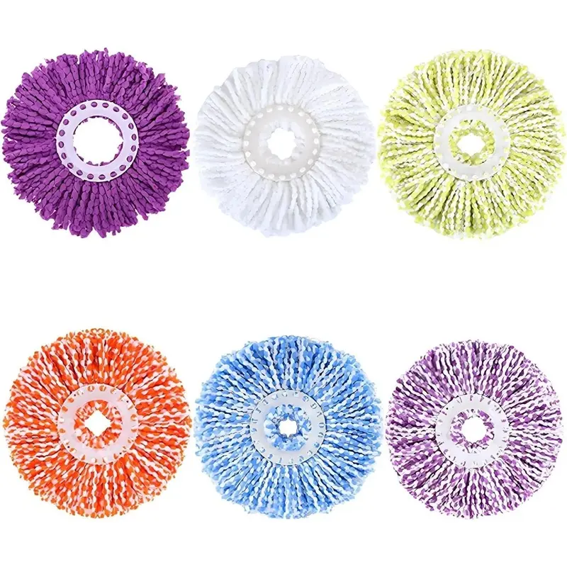 6 Pack Spin Mop Replacement Heads, [6.3 Inch,Round Shape] Microfiber Mop Refills for Easy Cleaning 360 Degrees Spin Mop, (6 Colors)