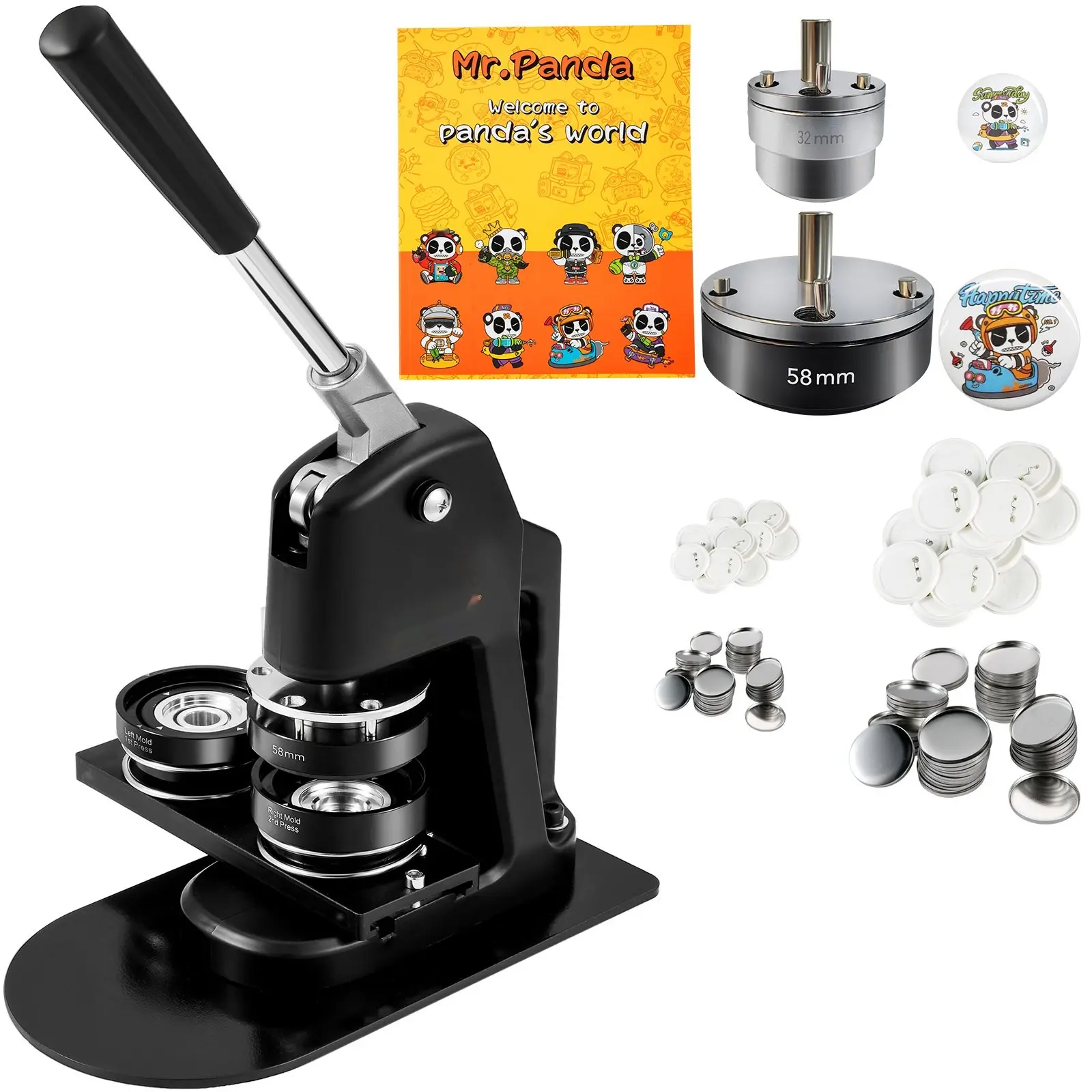 Button Maker Machine And Badge Pin Press Kit 1.25 Inch By 2.25 Inch For Custom Enamel Or Paper Pins, Includes 500 Free Parts, DIY Button Making Tool For Easy Manual Press, Portable Handheld Press For Crafting Projects
