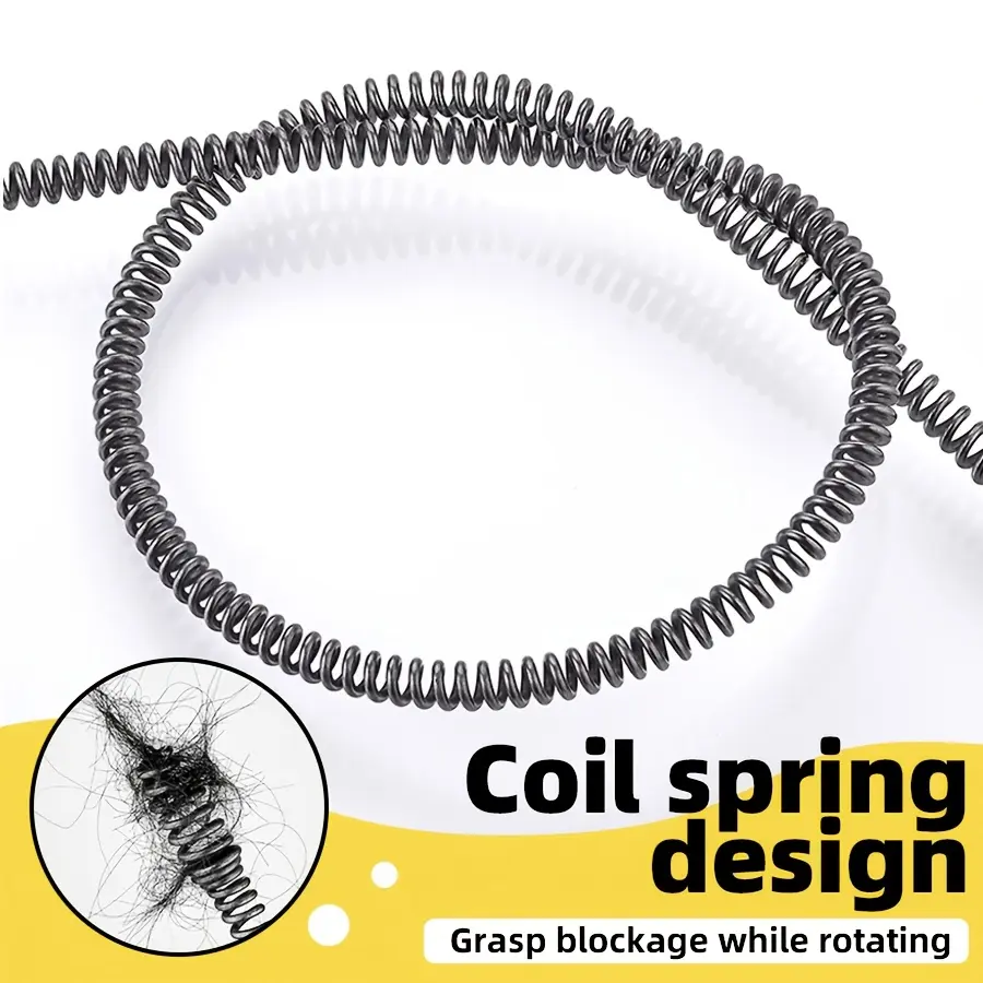 5m/ 196.85inch Electric Drain Cleaner - 1pc Pipe Cleaning Spring Sewer Toilet Floor Drain Cleaner with Integrated Head
