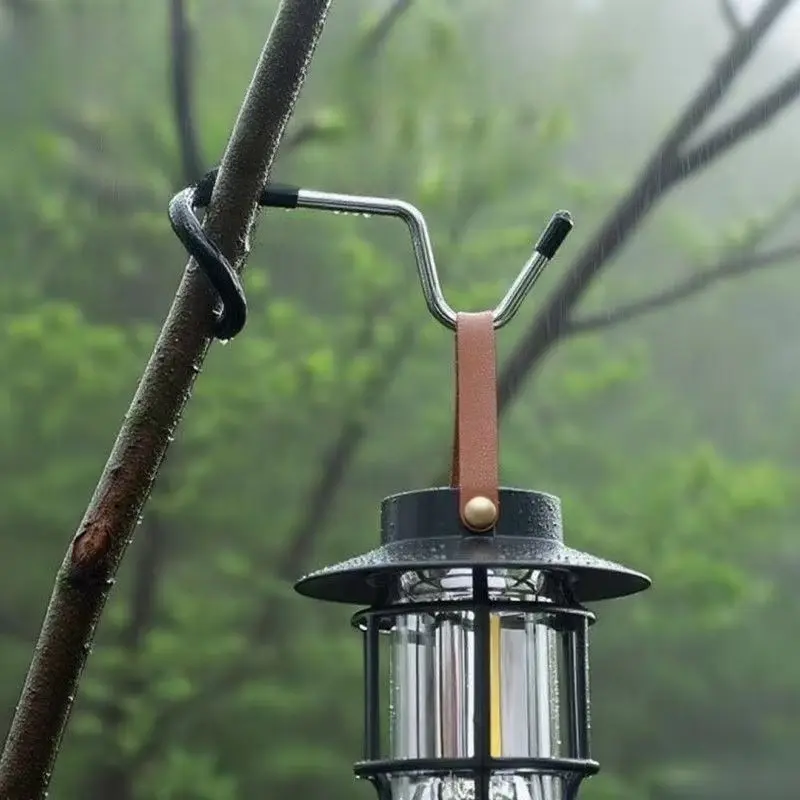 Multi-Function Outdoor Camping Lantern Hook Pole, Black Non-Slip Hanging Bracket Accessory for Lanterns, Camp Lighting & Indoor/Outdoor Hiking, Camping and Picnics Gear Setup
