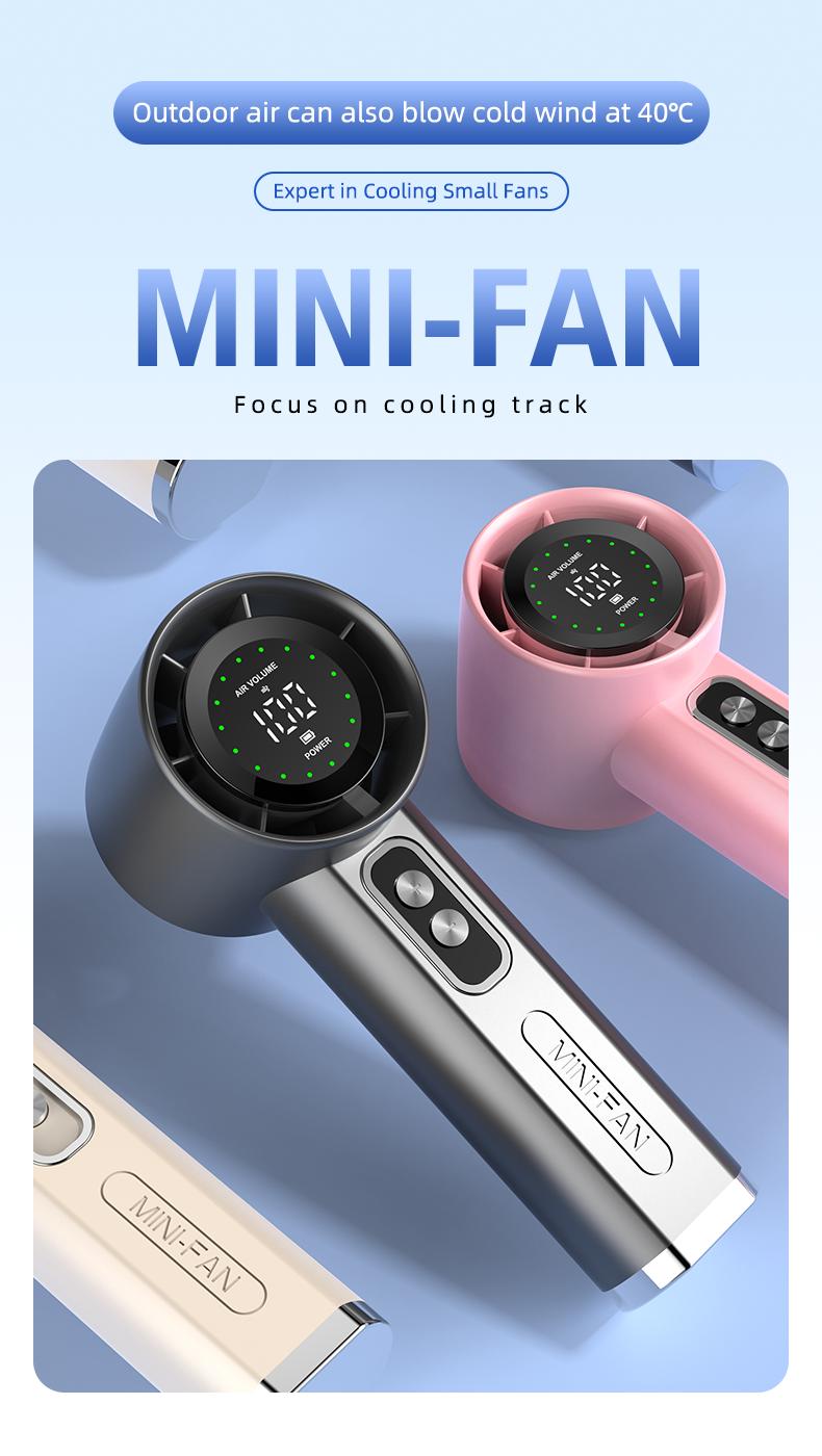 Portable Handheld Turbo Fan, 100-Speed Stepless Adjustable, 13000RPM High-Speed Motor, 7.6m/s Powerful Airflow, USB Rechargeable Mini Fan with LED Digital Display, Long-Lasting Cooling for Travel, Office, Outdoor Activities, Summer Gift Portable Handheld Turbo Fan, 100-Speed Stepless Adjustable, 13000RPM High-Speed Motor, 7.6m/s Powerful Airflow, USB Rechargeable Mini Fan with LED Digital Display, Long-Lasting Cooling for Travel, Office, Outdoor Activities, Summer Gift