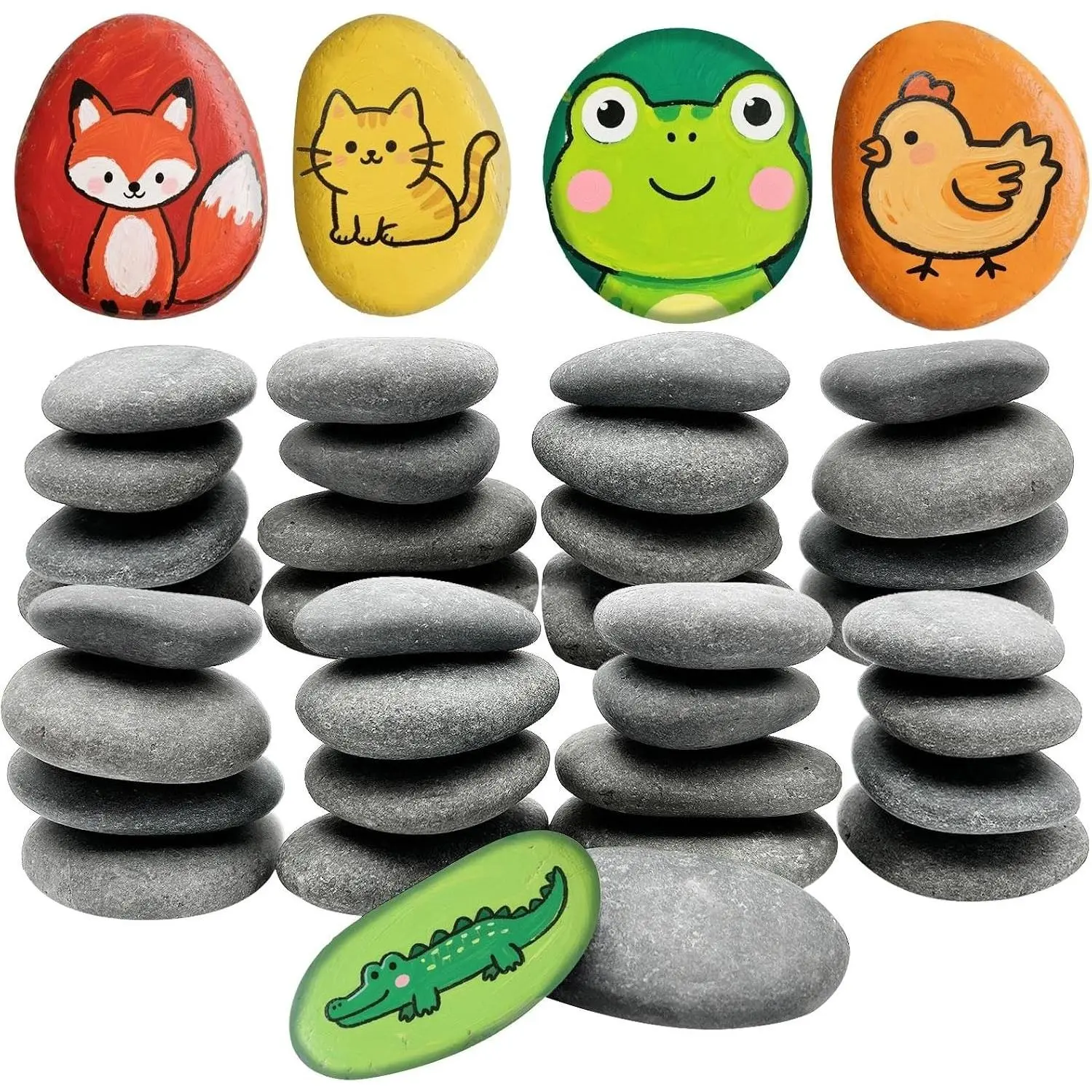 36 Large River Stones for Painting (2-3 in) - Natural Flat, Varied Forms & Colors, Natural Texture, Smooth Surface | For Crafts, Gifts | Paint & Tools Not Included (Kitchenware Placemats & Coasters Supplies)
