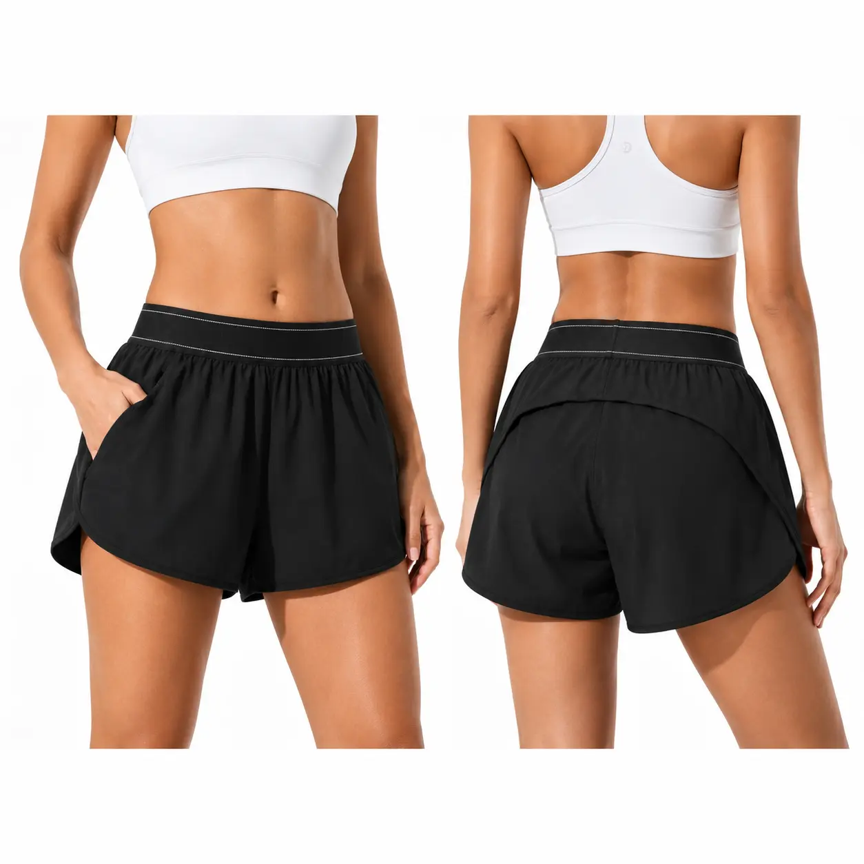 Women’s High Waisted Athletic Shorts, Flowy Workout Shorts with Wide Waistband, Lightweight Gym Shorts for Yoga, Training, Tennis & Casual Wear