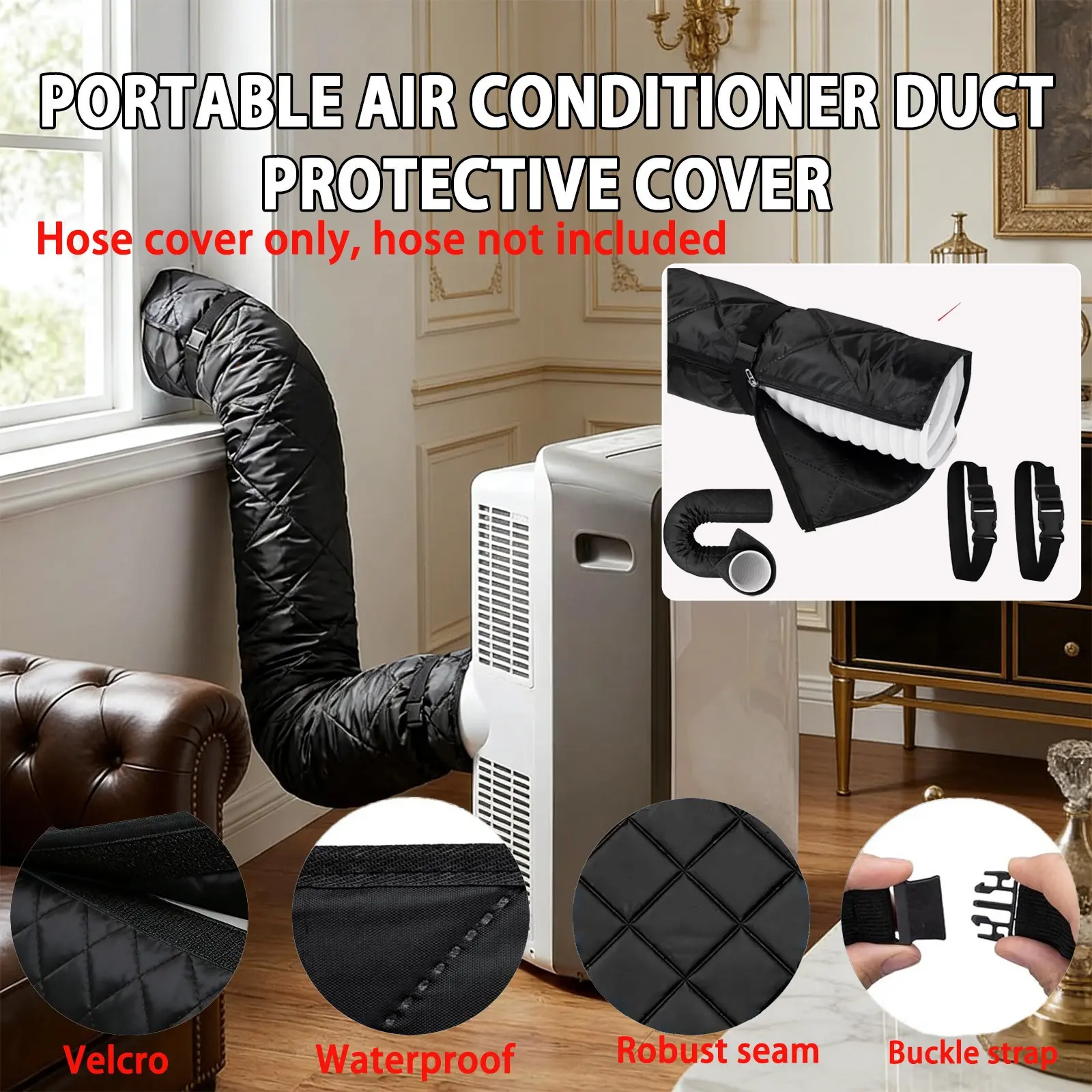 Portable Air Conditioner Duct Protector, Hose Cover, Insulated Thermal Insulation Exhaust Pipe Cover, Dustproof Flexible Tube Guard for Home Mobile Ac, Aircon