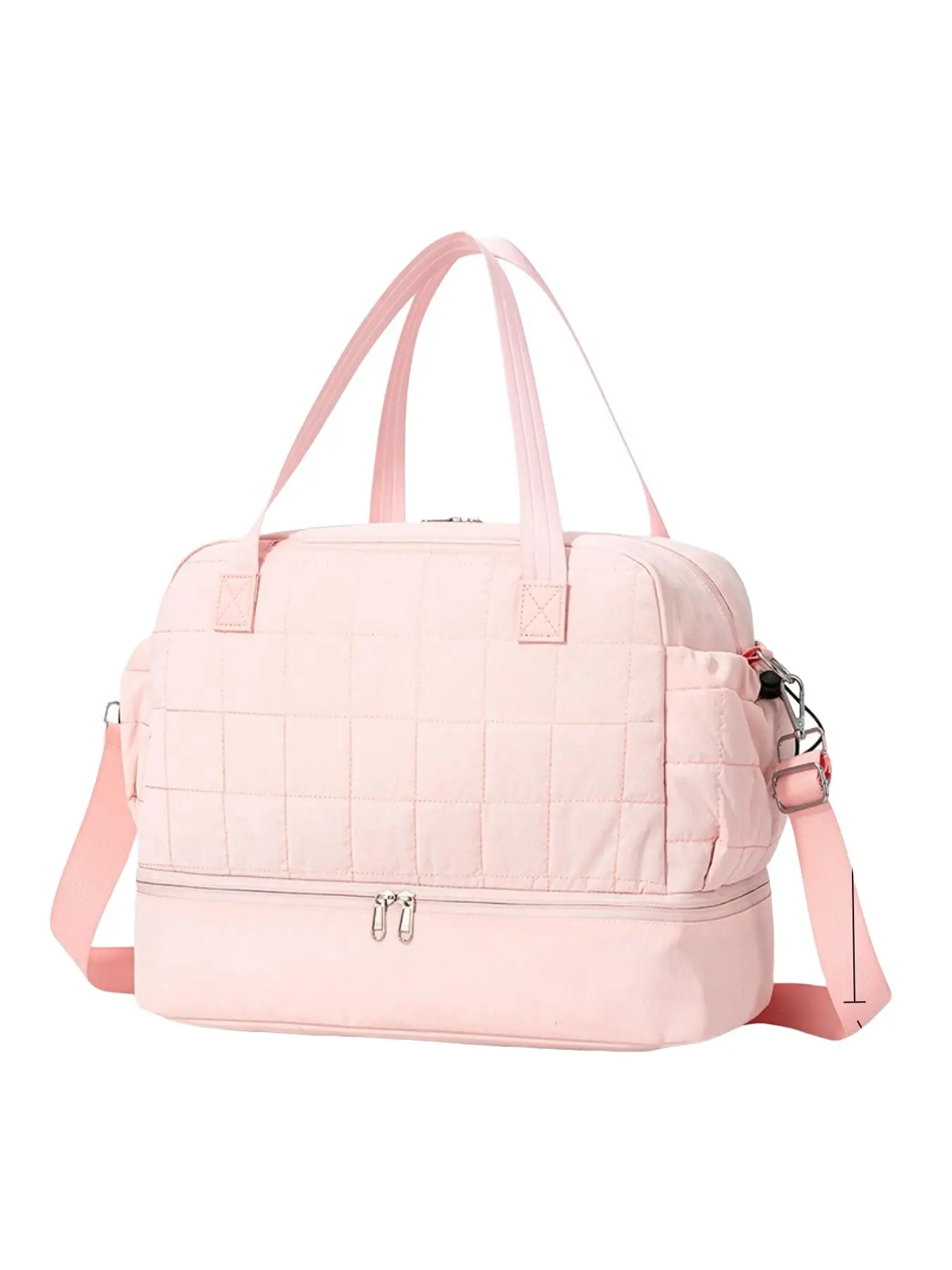 Women's Grid Quilted Weekender Duffle Bag, Water Resistant Gym Travel Bag, Multi Pocket, Detachable Strap, All Seasons, Lightweight Weekender Bag