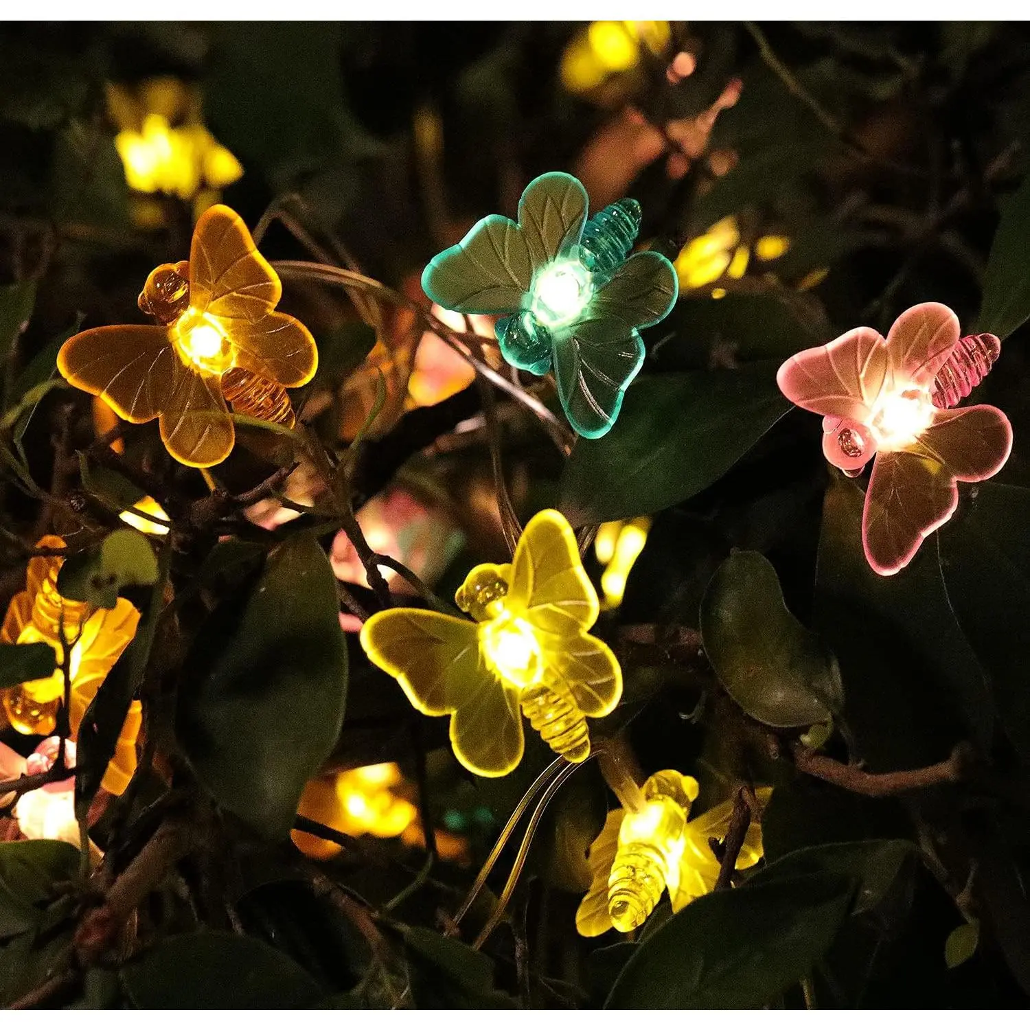 Solar Butterfly String Lights, 16 Ft 32 Warm White LED Outdoor  Butterfly Fairy String Lights for Garden Yard Outdoor Decorations
