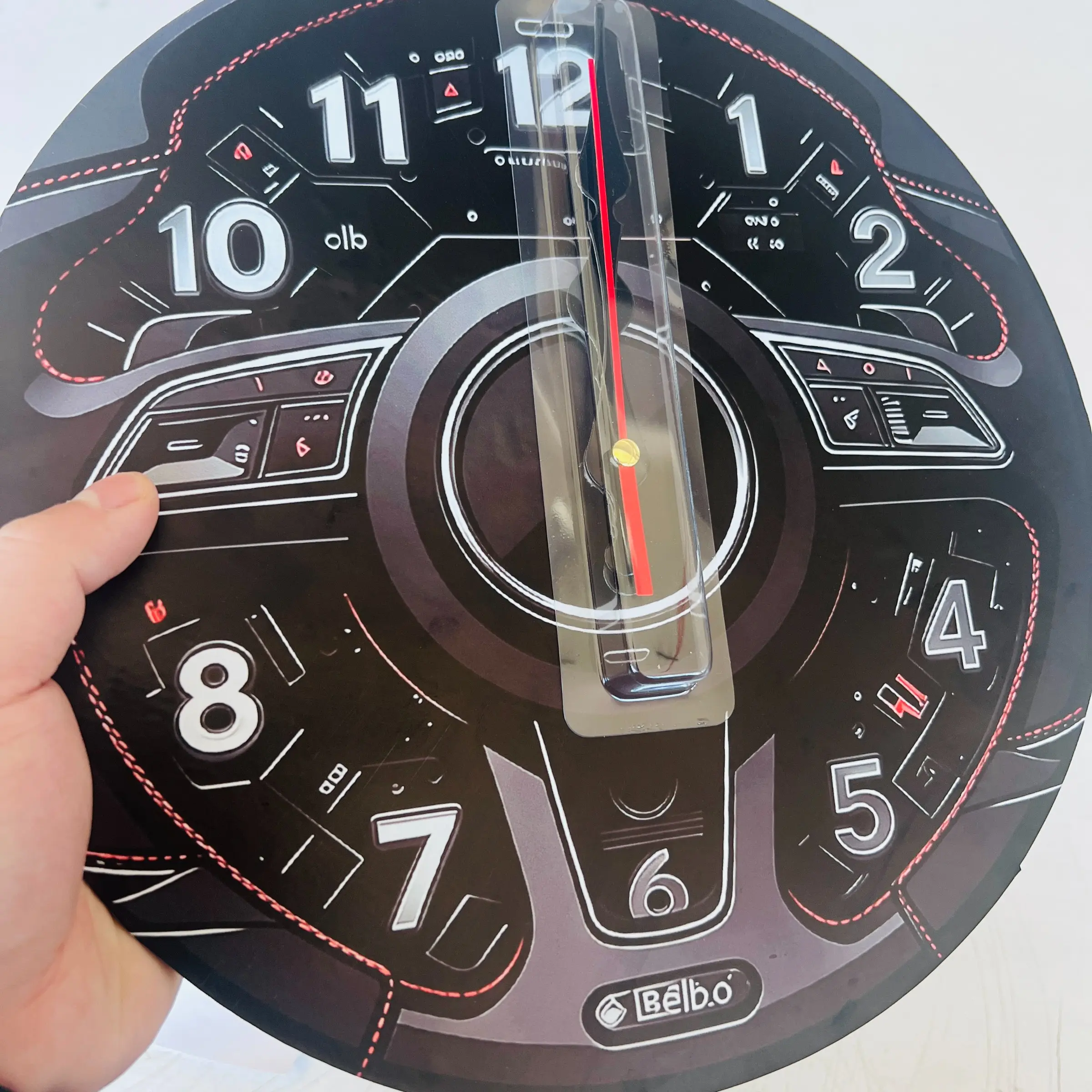 1pc 2D Flat Car Steering Wheel Theme Wall Art Clock | Silent Decorative Clocks For Living Room, Creative Design, Suitable for Bedroom, Office Home Decor, 25/30 cm (Excluding AA Batteries)