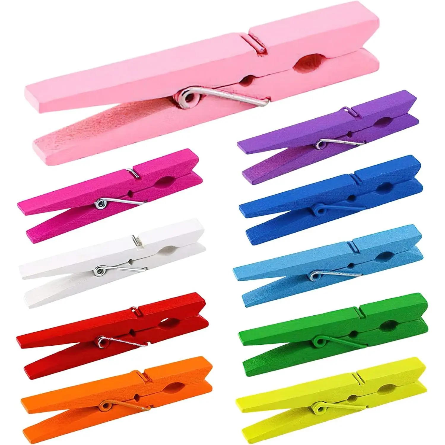Colored Clothespins 50 count, 2.9 Inch Heavy Duty Wooden Clothes Pins, 10 Colors Decorative Clothes Pins for  Office Classroom, Multi-Purpose for  Clothes, Crafts & Decoration