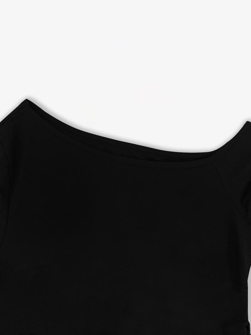 Women's Crop Tee, Casual Long Sleeve T-shirt for Summer, Fashion Women's Top for Daily Wear