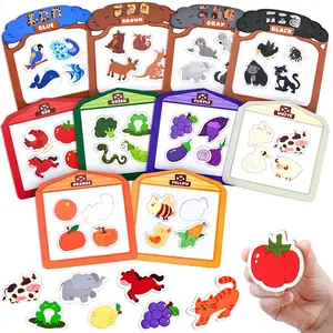 Wooden Fridge Magnets  Toddlers, 50PCS Magnetic Color Sorting Refrigerator Toys, Farm & Zoo Animal Magnets  Kids, Educational Learning Gifts  3, 4, 5, 6 Year Olds