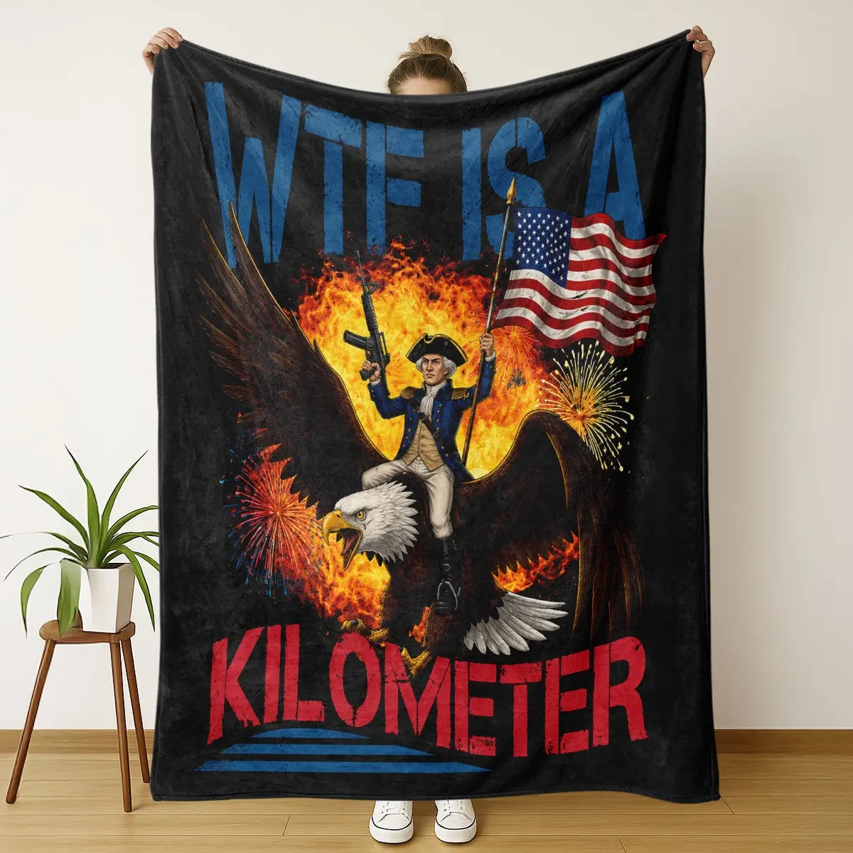 Funny Usa Patriot Eagle Throw Blanket, American Flag Flannel Fleece Blanket, Wtf Is a Kilometer Blanket, Cozy and Stylish Home DecorWTF Is A Kilometer Blanket Patriotic Blanket USA Flag Blanket American Eagle Blanket Freedom Blanket America Blanket