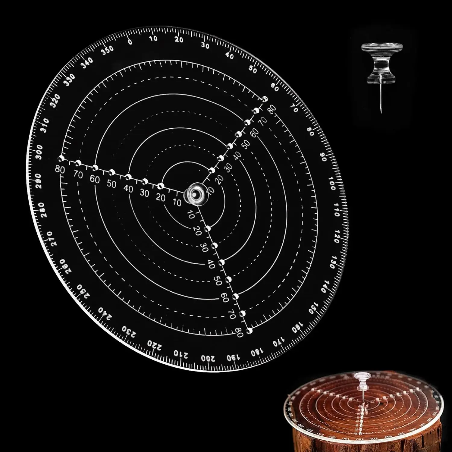 200mm/8 Inch Round Circle Center Finder Compass Tool Clear Acrylic Lathe Centering Circle Gauge for Drawing Circles Handicrafts DIY Furniture