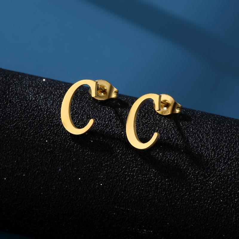 1 Pair Initials Earrings Stainless Steel 26 English Letters Personalized Letter Earrings for Men And Women Valentine'S Day Mother'S Day Thanksgiving Birthday Souvenirs