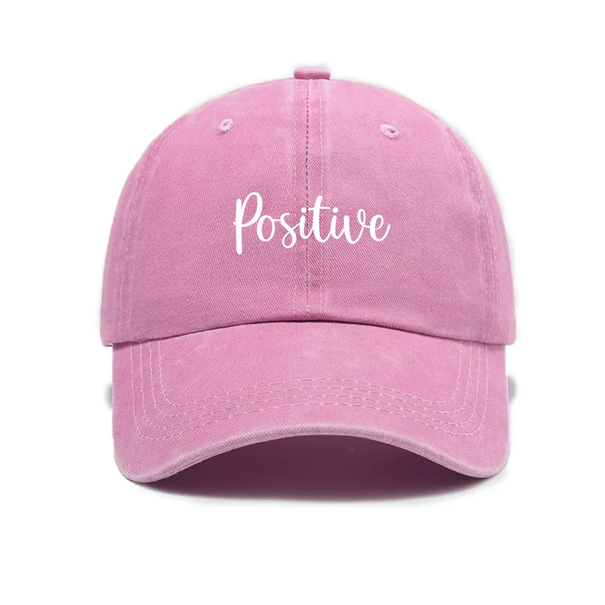 Pink Baseball Cap Positive Letters Graphic Printed Washed Cotton Vintage Unisex Dad Hat Trendy Cute Pretty Fashion Casual Streetwear Outdoor Adjustable Sun Trucker Hat Everyday Headwear Retro Aesthetic Gift For Women Girl Friend
