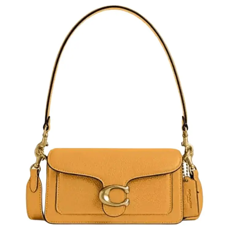 COACH Tabby 20 Handbag for Women – Polished Pebbled Leather, Top-Handle Crossbody Shoulder Bag in Mustard Yellow