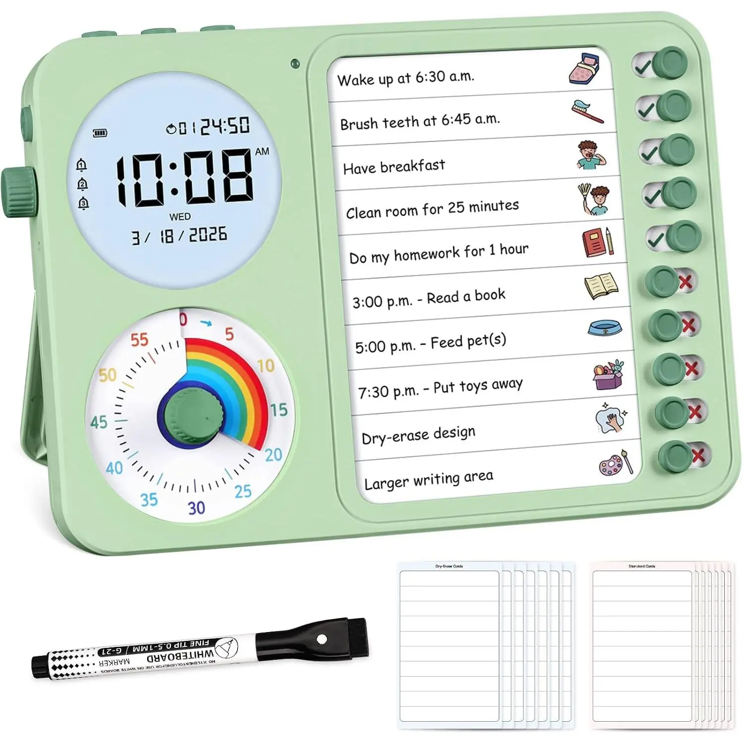 3-in-1 Visual Timer &  Tool for  with Chore Chart & Planning Board |  Task Timer for Adults with Visual Schedule, To-Do List & Planning Board for , School, Classroom, Work