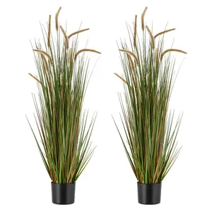 VEVOR Artificial Grass Plant, 2 Pack 47 inch Horsetail Reed Grass in Pot, Premium PVC Faux Fake Greenery Shrubs Plant for Indoor Outdoor House Home Garden Office Room Décor, Housewarming, Green