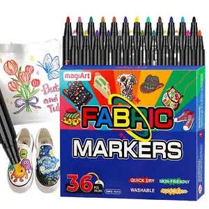 Fabric Markers Permanent for Clothes,12/24/36 Colors Dual Tip with Fine and Chisel Tips Paint Pens for Clothing Canvas Tote Bags T Shirt and Shoes