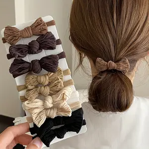 5/10 Bohemian-style Ethnic Bow Hair Ties - Elastic Headbands with Tribal Prints And Solid Colors, Suitable for All Seasons, Ponytail Holders, Suitable for Everyday Use And Festive Occasions, Multifunctional Hair Accessories