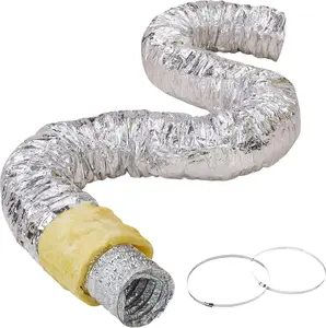 VEVOR 6 Inch Insulated Flexible Duct R-4.2,25 Feet Long with 2 Duct Clamps, Heavy-Duty Three Layer Protection Air Ducting Hose for HVAC Heating Cooling Ventilation and Exhaust Ductwork Insulation