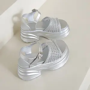 Women Summer Shoes High Heel Platform Sandals Shoes 2026 New Female Casual Outdoor Footwear Black,beige,silver