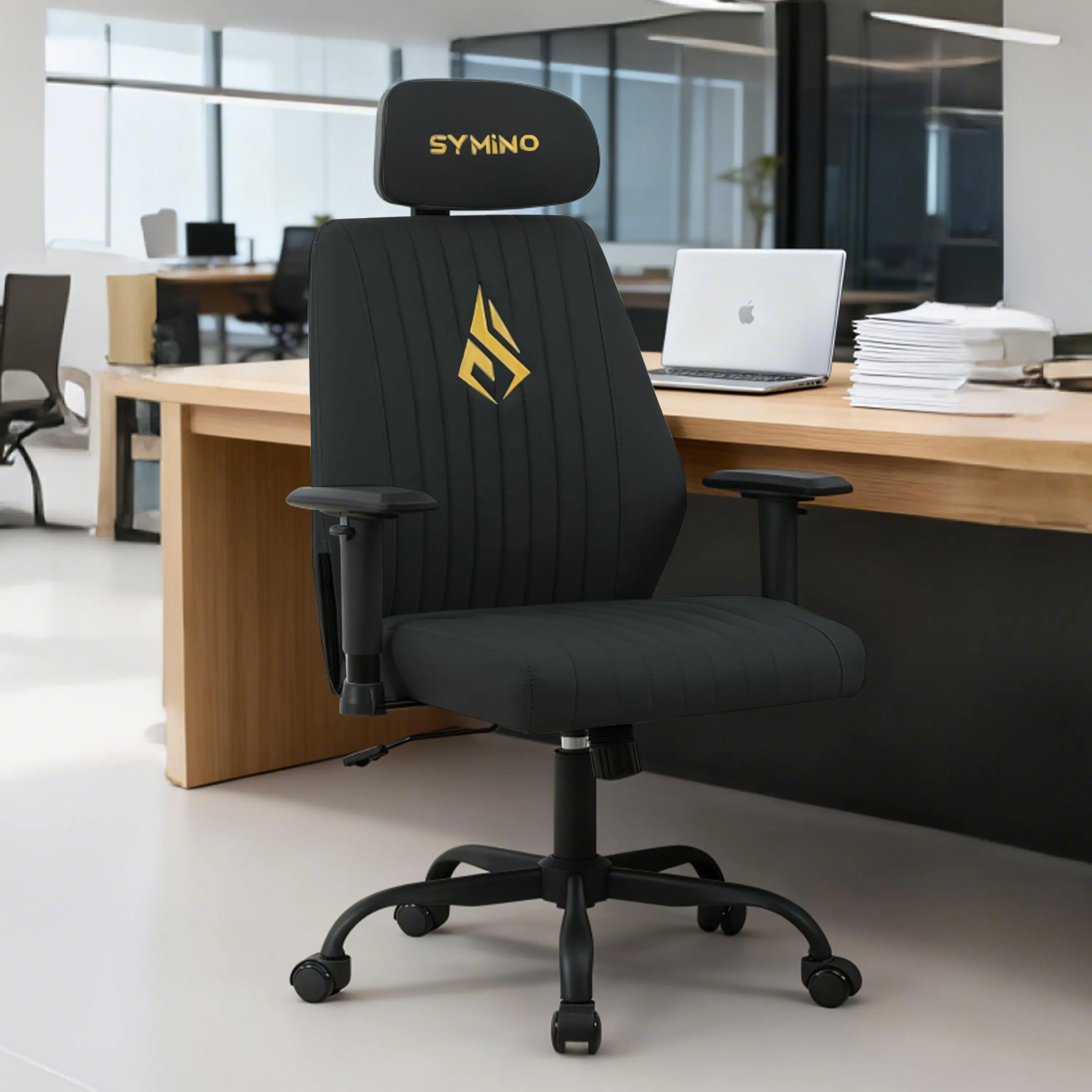 Symino Suede Ergonomic Office Chair for Adults - WFH Life Setup Desk Chair with 360 Degree Swivel Seat, Height Adjustability, Retractable Arms, Wheeled Design, 150 kg Weight Capacity, Assembly Required, Ergonomic Chair, 360 Degree Swivel Chairs & Stools
