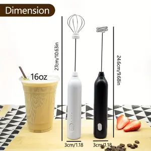Milk Frother Rechargeable Handheld Electric Blender Coffee Frother Blender with 2 Stainless Steel Blenders 3 Speed Adjustable Frother Blender for Coffee, Matcha, LatteCappuccino, Hot Chocolatea