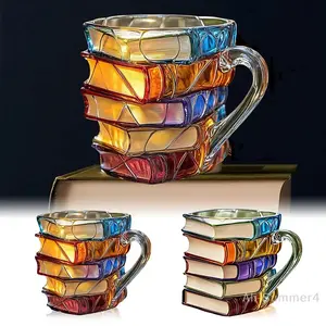 Novelty 3d Painted Books Coffee Mug Unique Colorful Resin Books Stack Coffee CupPainted Book Mug 11oz  Collection Gifts