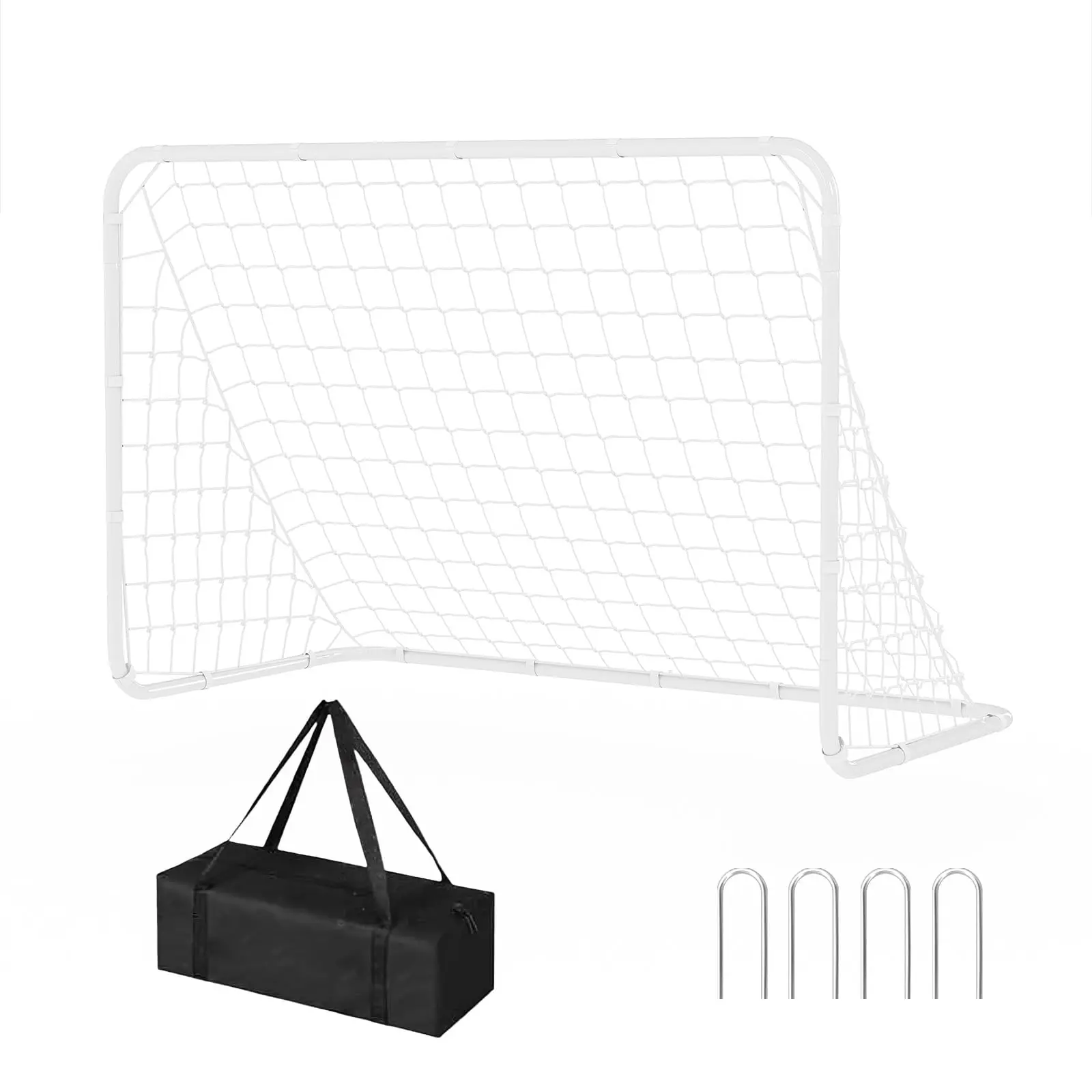 6x4ft Backyard Soccer Goals, Steel Frame Soccer Net with Ground Stakes, Portable Soccer Goal, Simple Setup for Training & Competitive Games