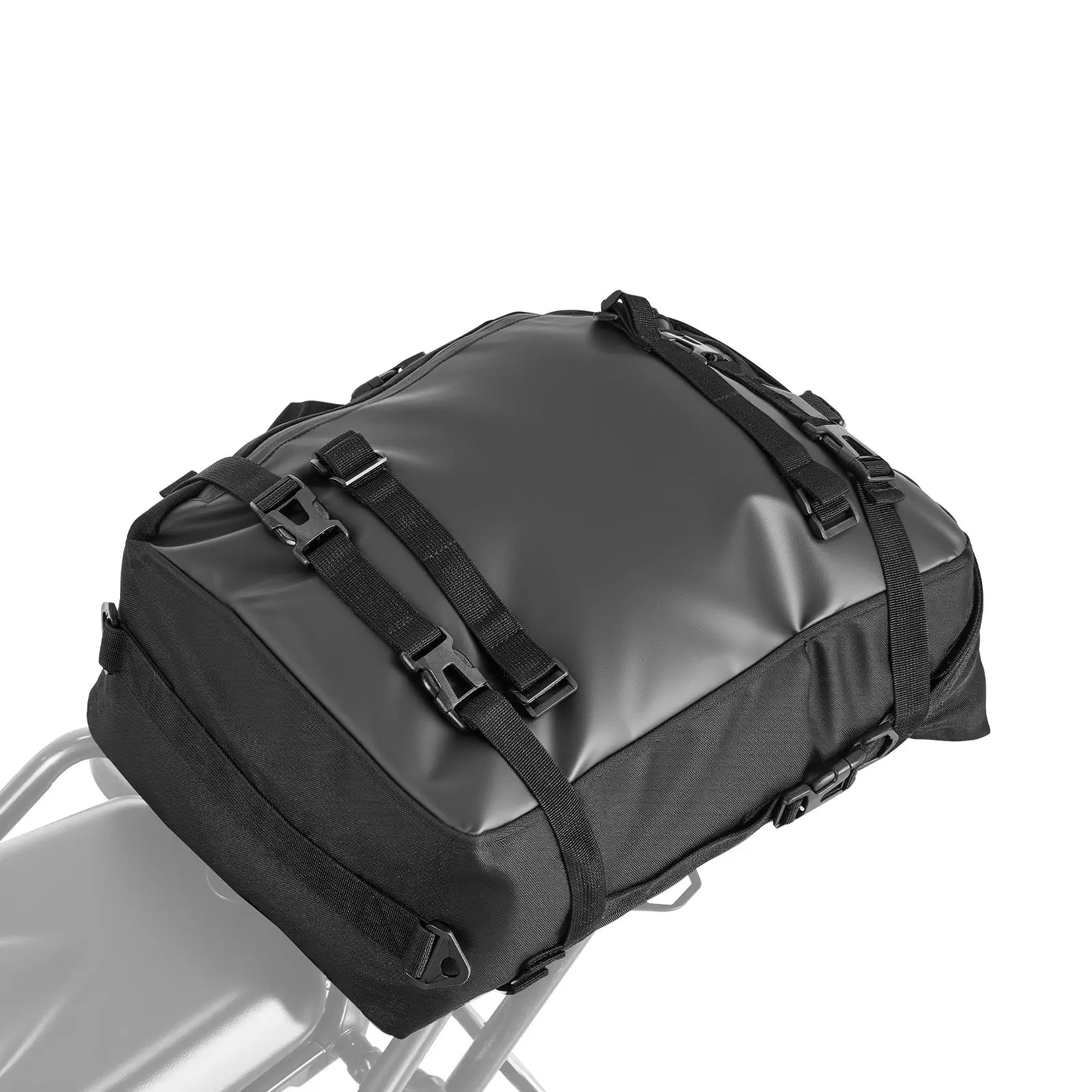 【Summerfinds】VEVOR 30L Oxford Fabric Waterproof Motorcycle Tail Bag, 900D+210D Convertible Luggage with Cover, 0.7kg/1.5lbs Universal Rear Rack Bag with Shoulder Straps, Unisex Adult Outdoor Dirt Bike Accessories (Black) - Fathers Day Gift Option, Dirt Bi