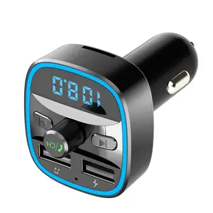 Car Bluetooth 5.0 FM Modulator Transmitter with Smart Voice Navigation Dual USB Charger Support U Disk TF Card Fast Charging MP3 Player