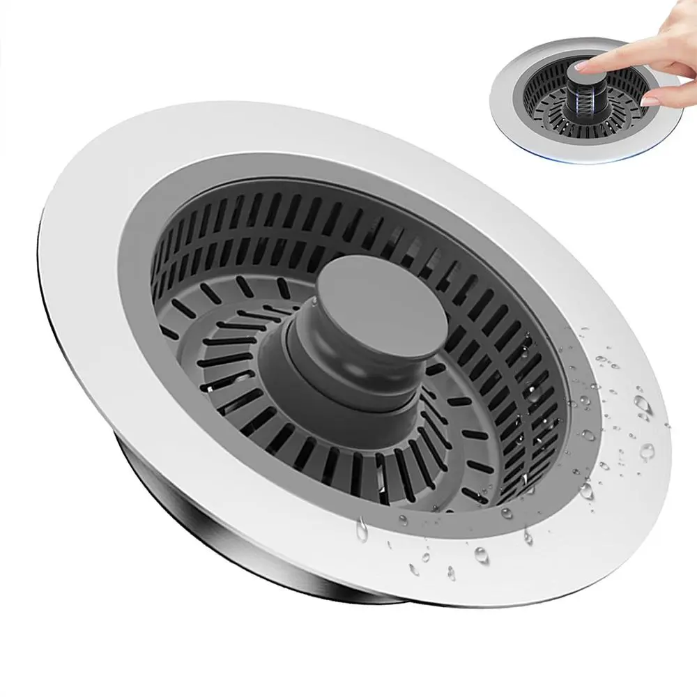 YYW1 Kitchen Sink Strainer and Drain Stopper Combination, 1 piece, made of stainless steel, pop-up drain strainer and drain stopper, clog-resistant and easy to clean, drain protector for the kitchen sink.