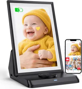 BIGASUO Digital Picture Frame Frameo 10.1", WiFi Photos & Videos Sharing, 3000mAh Battery & Wireless Charging, 1280x800 IPS Touch Screen, 32GB Storage, Support USB/SD Card