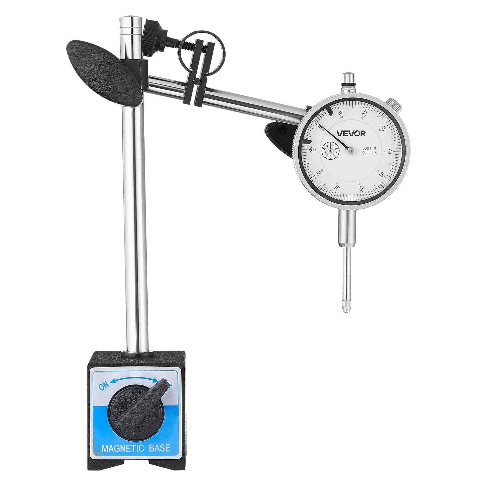 【DealsForYouDays】VEVOR Dial Test Indicator with Dual Rod Stand and Storage Case, 0.001 inch Accuracy, 0-1 inch Range, Fine Adjustable Long Arm, Non-Magnetic Centering Rods for Machine Set-Up, Narrow Area MeasurementSummervibes
