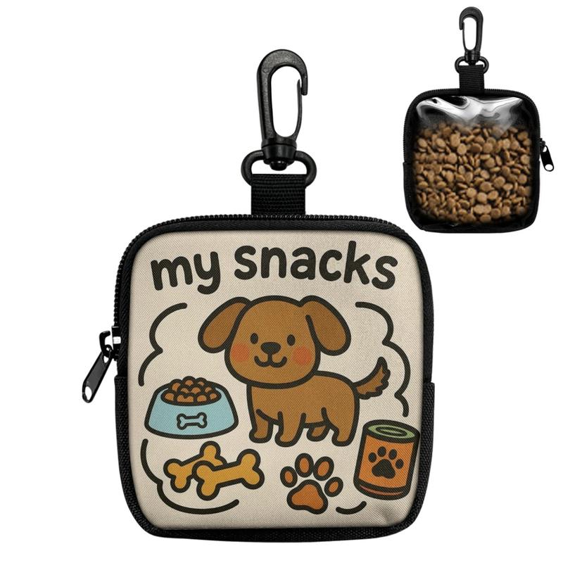 Cute Dog Treat Pouch with Clip Portable Mini Snack Bag for Walkies Transparent Back to Check Food Level Waterproof & Durable Zipper Storage Perfect for Puppy Training Rewards & Daily Dog Walking Essentials