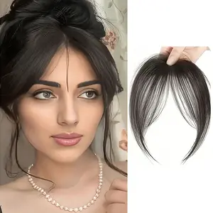 Invisible Ultra-Thin Clip-In Bangs - Natural Black - 8inch Straight Hair Extension Piece, Light as a Feather, Breathable Base, Secure Grip, No-Slip Fit, Soft to Touch, Ideal for All-Day Comfort and a Natural Look. wig Christmas Party Costume Set anime