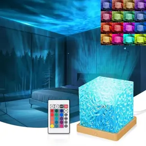 16-color Changing LED Water Ripple Aurora Projector Night Light, Crystal Design Ambient Mood Decorative Lights, USB Powered LED Night Light, Decorative LED Lamp For Bedroom, Living Room, Home Decor, Gift(Gag Toys & Practical Jokes)