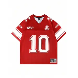 ROMWE MEN Street Life Men's Basketball Jersey Short Sleeve Football Jersey Style T-Shirt, Mesh Splice Sports Tee, Summer