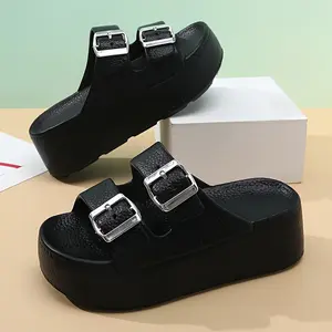 2024 New Style EVA Platform Slippers, Fashionable and Versatile, Height-Increasing, Anti-Slip, Odor-Resistant, Wear-Resistant Beach Sandals, Women Shoes