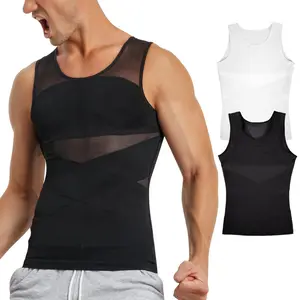 Men's Seamless Mesh Shapewear Tank Top, Slim Fit Compression Vest with Tummy Control, Breathable for Summer Sports, Menswear