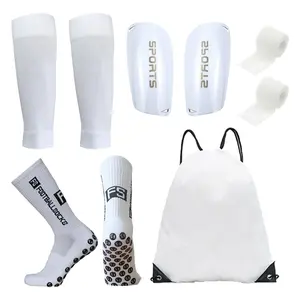 5-Piece Pro Football Training Set with Letter Print Sports Socks, Shin Guards, Calf Sleeves, Athletic Tape and Backpack Soccer Training Gear