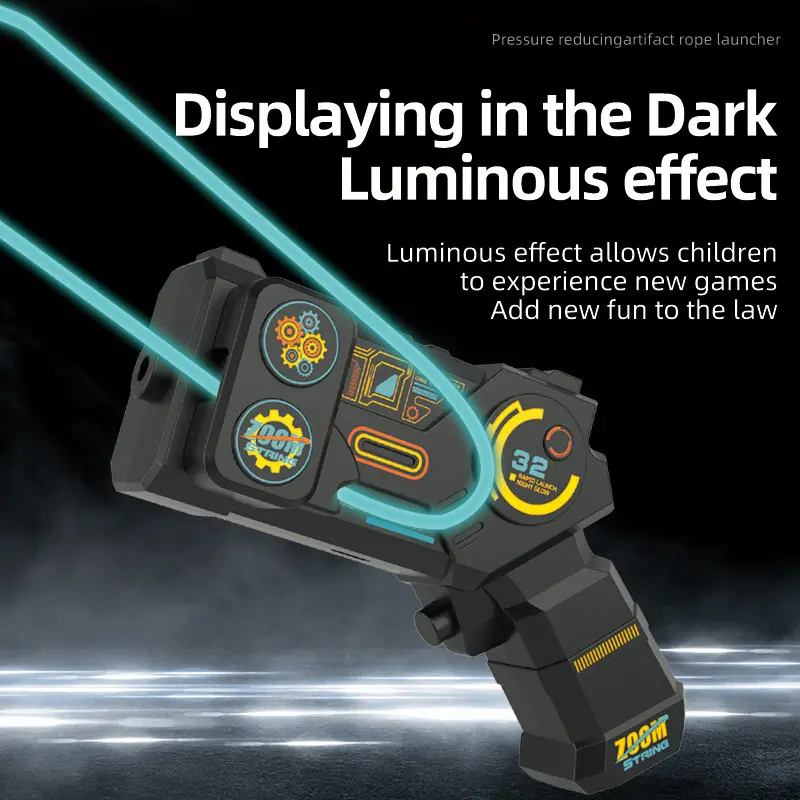2026 new model Glow-In-The-Dark String Shooter Toy w/ Dual Built-in UV Blacklights - Safe Fun Adult & Kids Rope Launcher Gift - Viral Fidget Toy Gadget - Music Festival Rave Dance Accessory