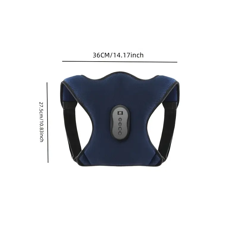 Adjustable Back & Shoulder Posture Corrector Brace with Heat & Vibration, Battery Powered Massager with Remote Control for Men & Women, Heat + Vibes, 2000Mah, Home & Office, ≤ 36V