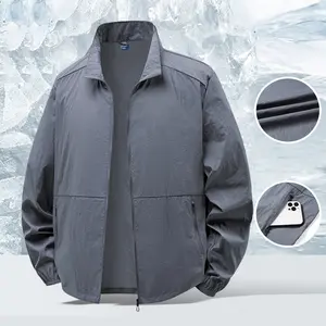 Men’s Sun Protection Jacket, Outdoor Sports Hooded Shirt, Breathable UV Protection, Ice Silk Sunwear