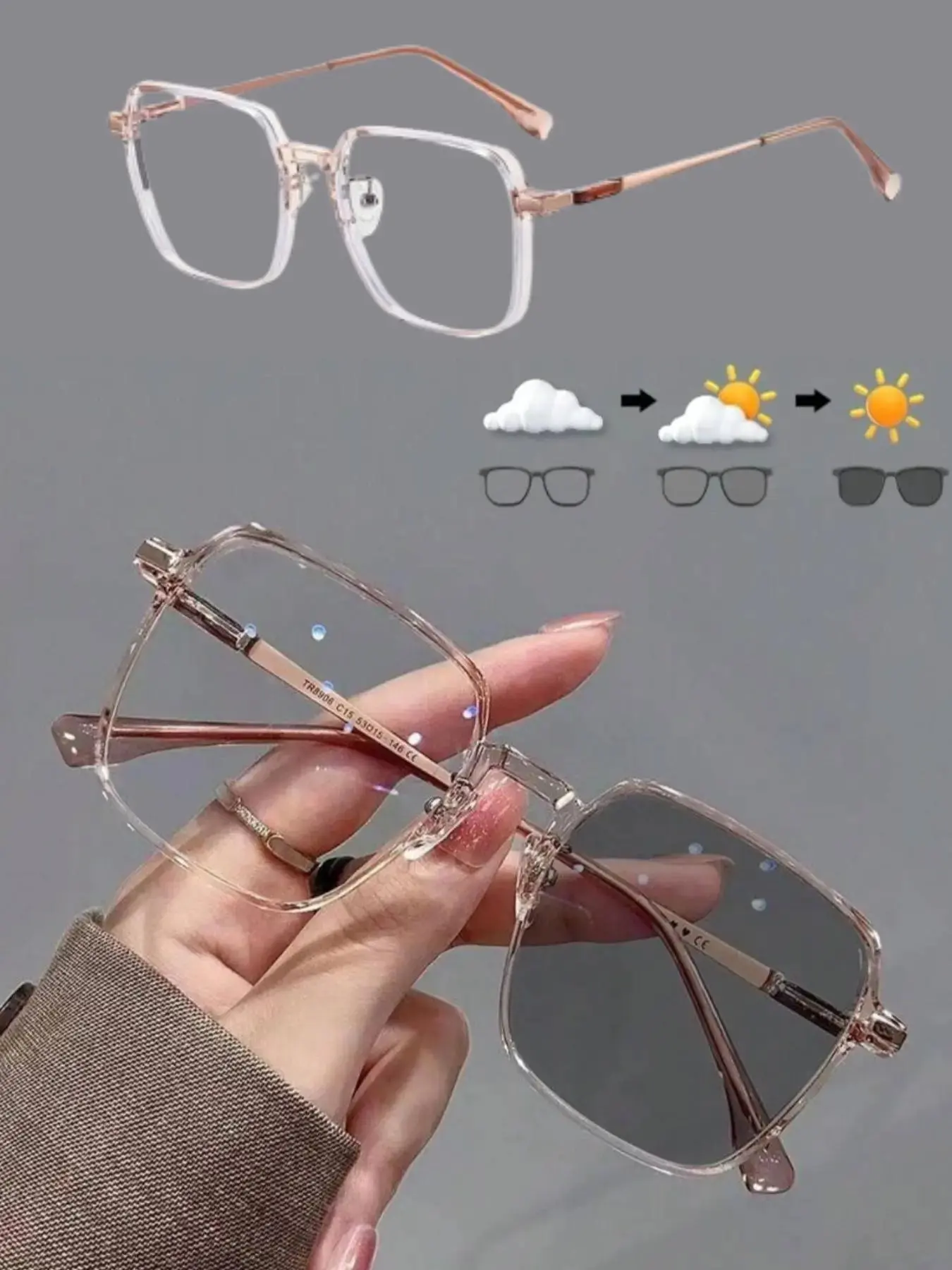 Women's Fashion Square Frame Eyeglasses, Classic Minimalist Eyeglasses for Everyday Use, Fashion Accessories for Outdoor Activities, Trendy Casual Eyeglasses