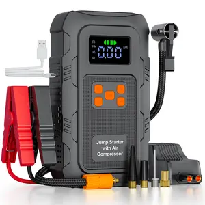 【POVASEE】 All-in-One Jump Starter 6000A/24000mAh Portable 12V Power Bank with 150 PSI Air Compressor for Car Starting & Tire Inflation Smart LCD Display