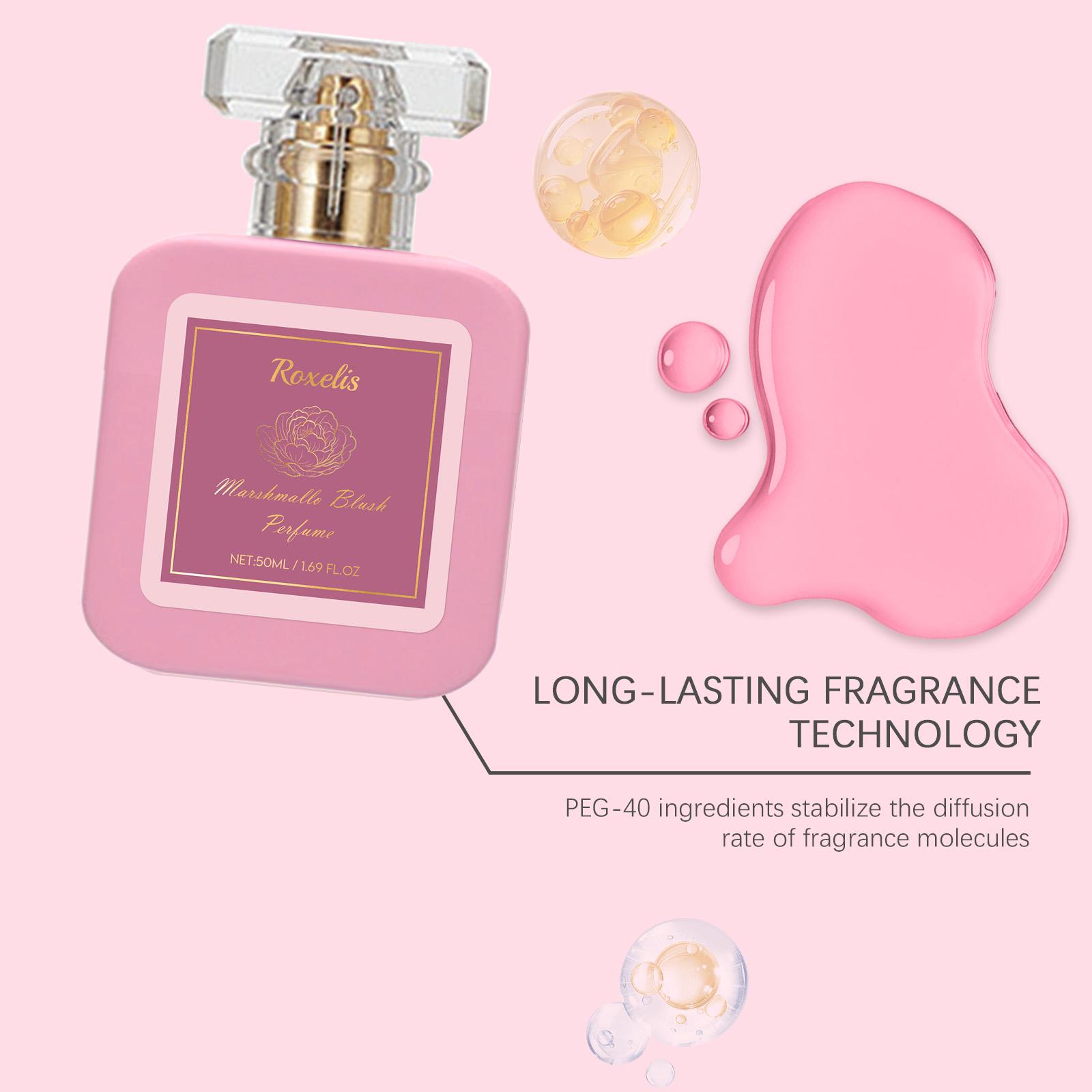 Marshmallow Blush Perfume, Sweet Strawberry Vanilla Fragrance, Pink, 50mL/1.69 Fl Oz, Long-Lasting